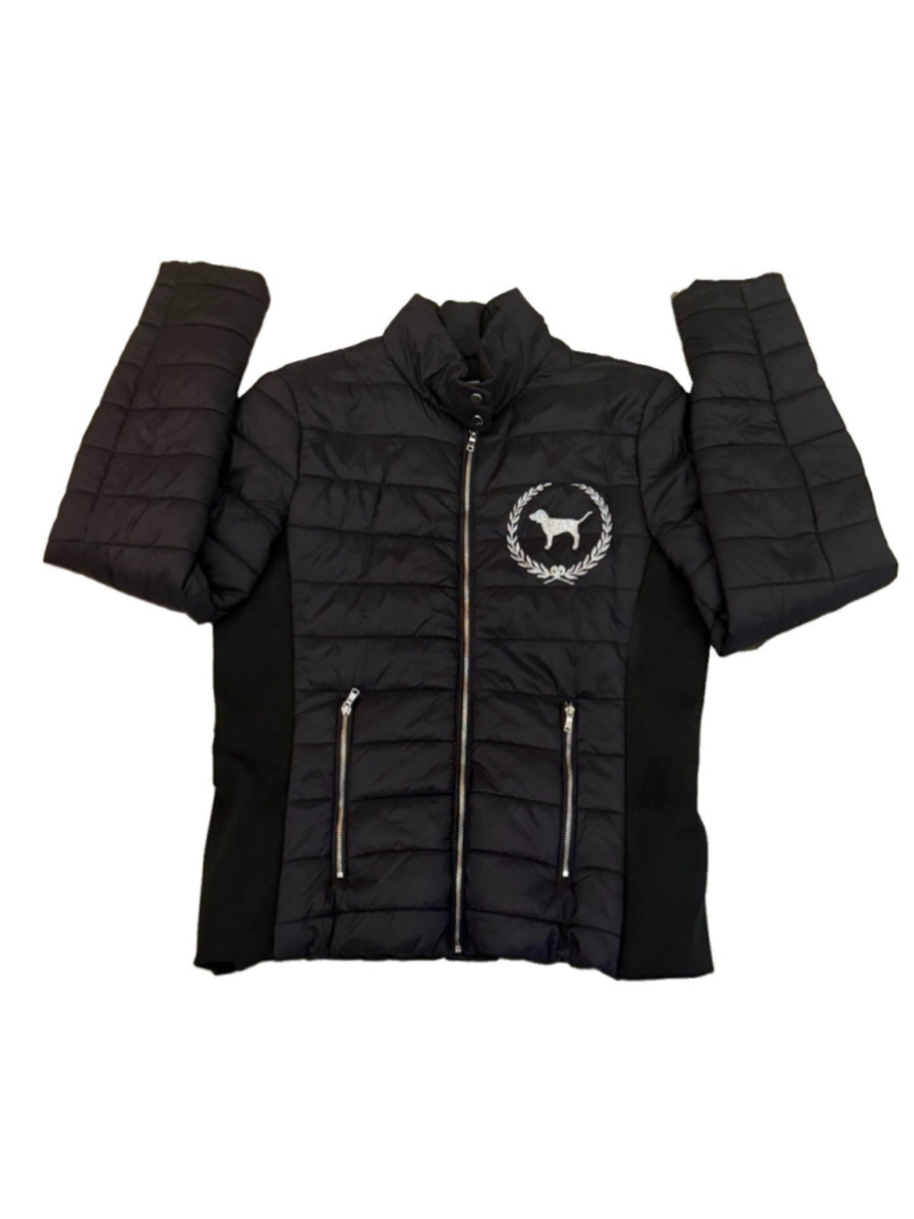 PINK VICTORIA SECRET PUFFER LIGHTWEIGHT JACKET BLACK SIZE MEDIUM